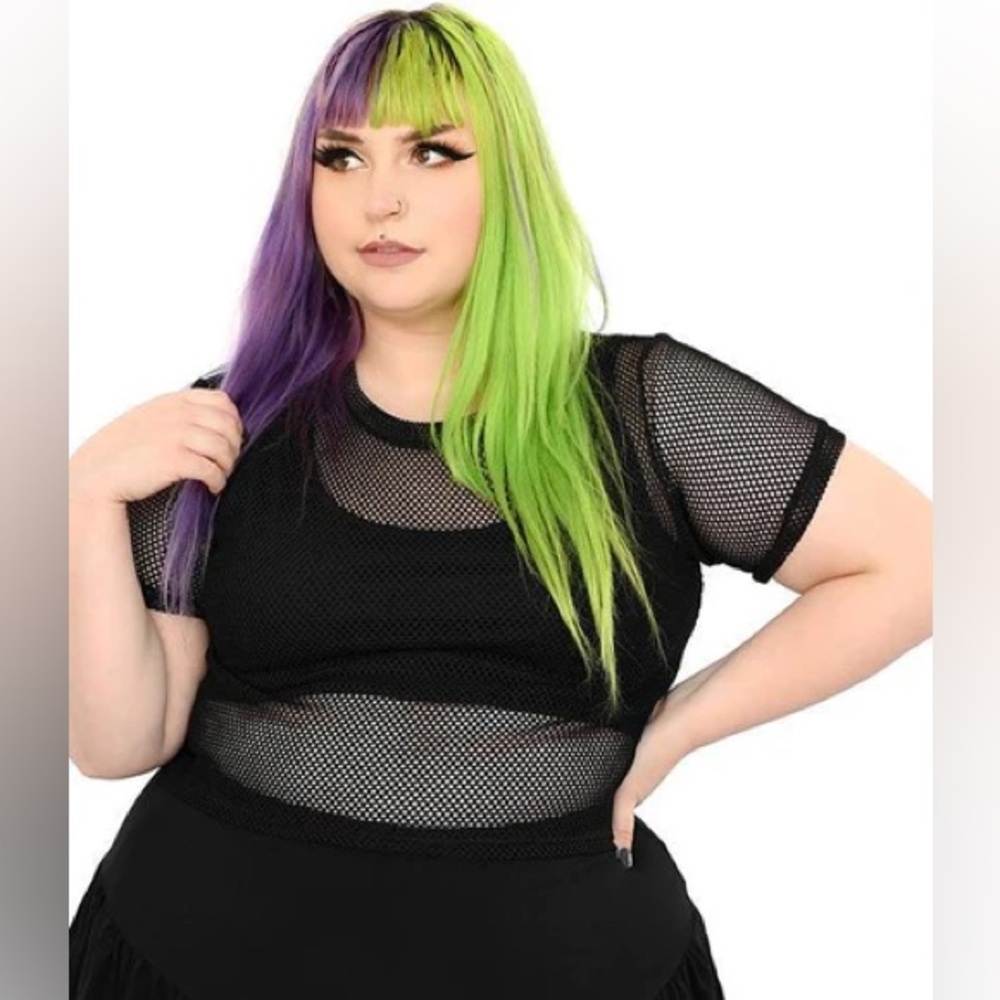 FOXBLOOD Fishnet Short Sleeve Crop Top